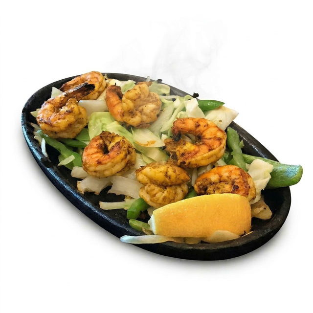 A la Carte Poleko Jhinge Maccha - Sizzling Prawn Platter.