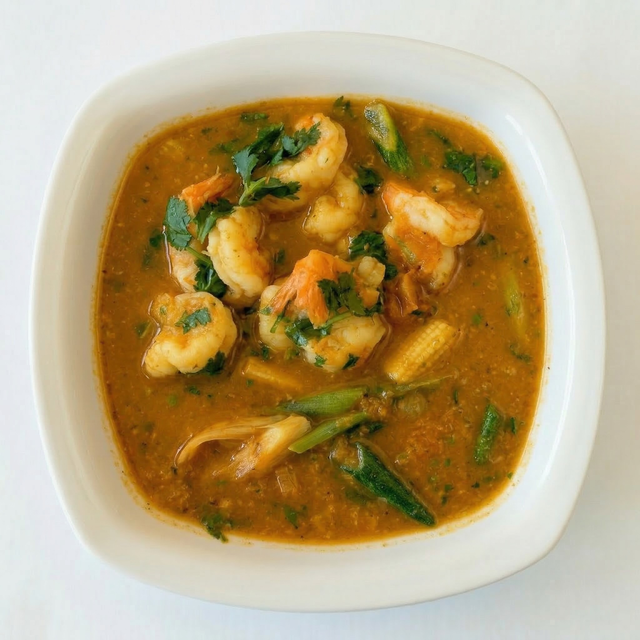 A la Carte Jhinge Machhako Takari - Black Tiger Prawn Curry.
