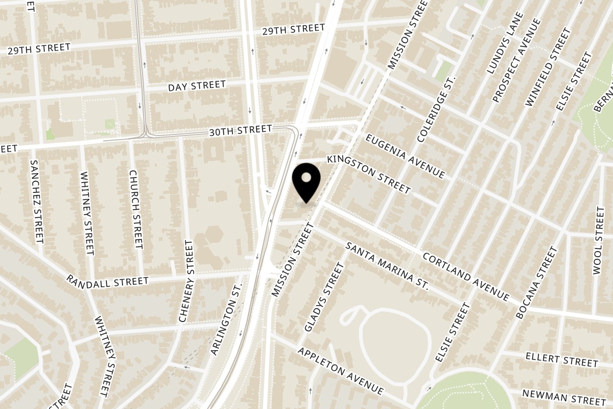 Map showing the location of Cuisine Of Nepal on 3486 Mission St in San Francisco